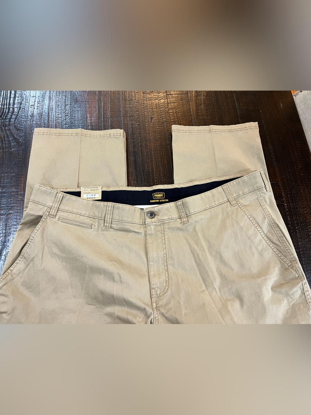The Foundry Pants Men's 50X29 Flat Front Comfort Stretch Actual 48x28.5 Tan New